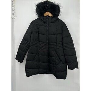 A619768 ARCTIC EXPEDITION Curved Hem Down Parka Detachable Hood Black 1X NWT
